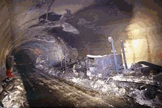 Le tunnel du Mont Blanc après l'incendie du 24 mars 1999
